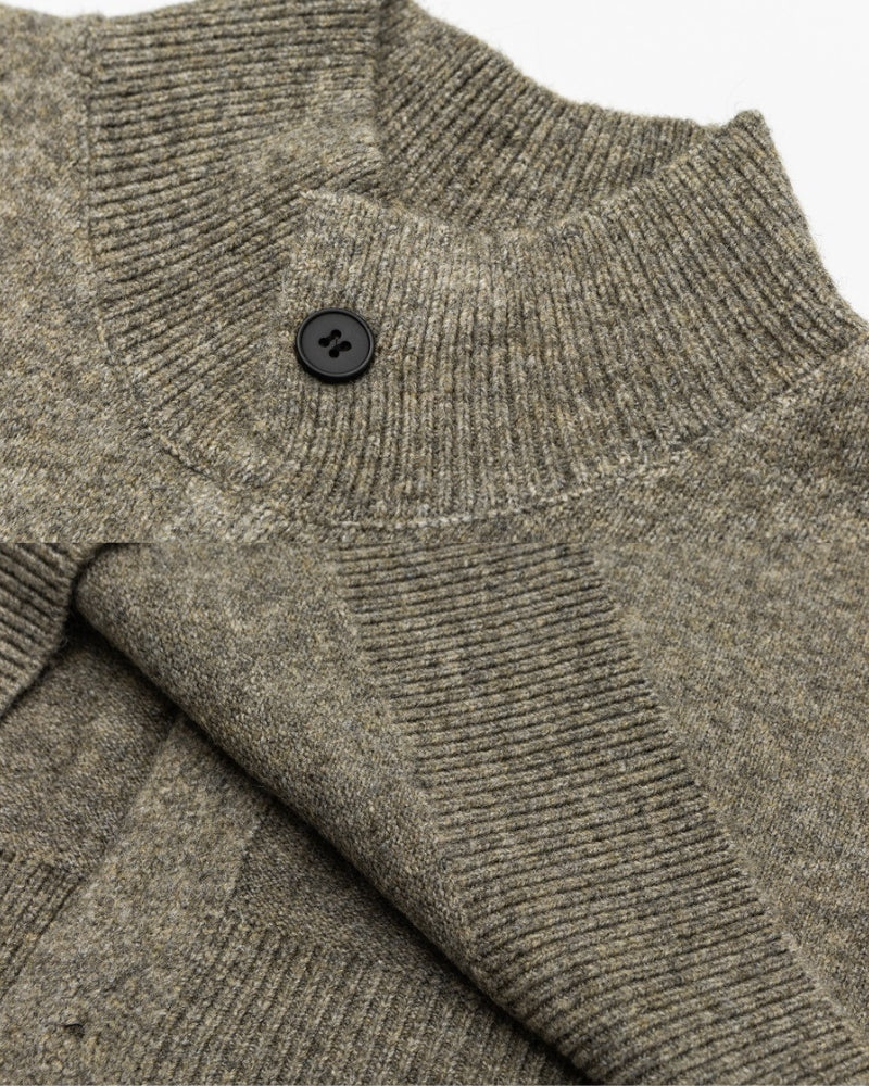 Wool Blend Classic Knit Button Cardigan