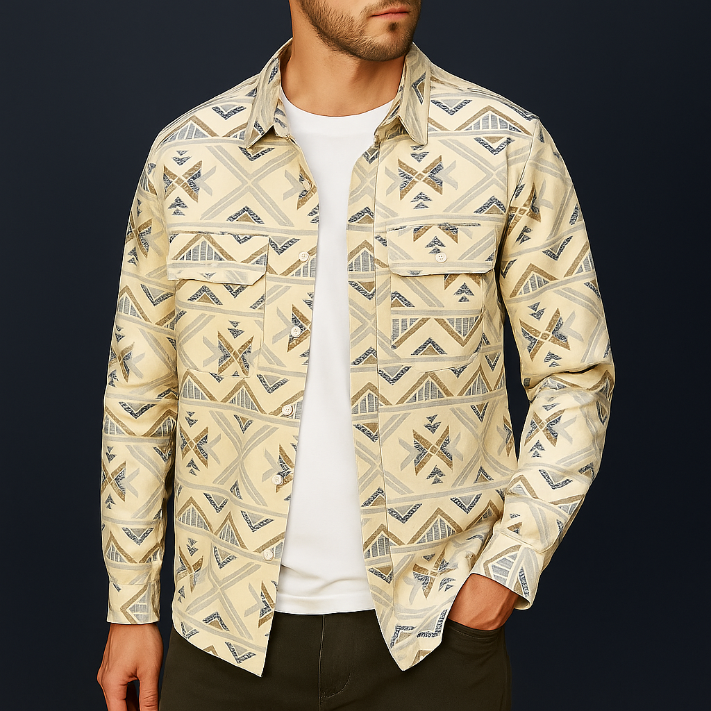 AZARIO — Patterned Cotton Shirt