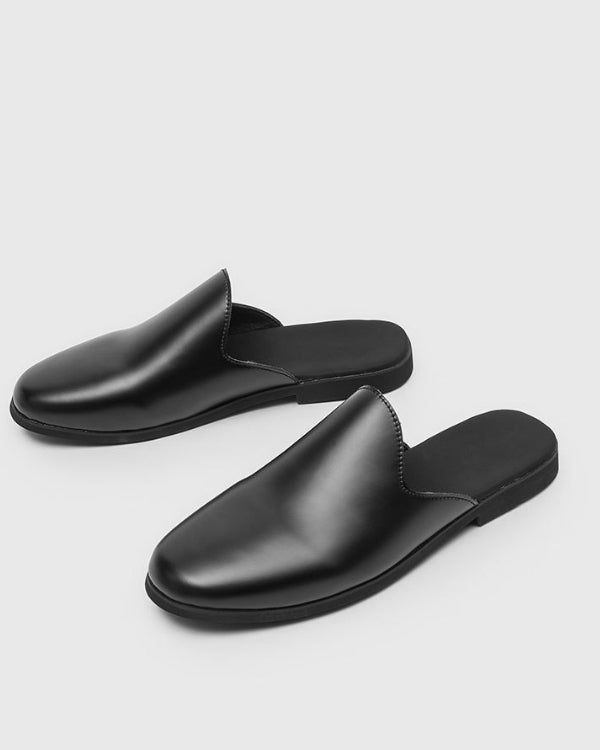 Leather Slip Slide Mules Loafers