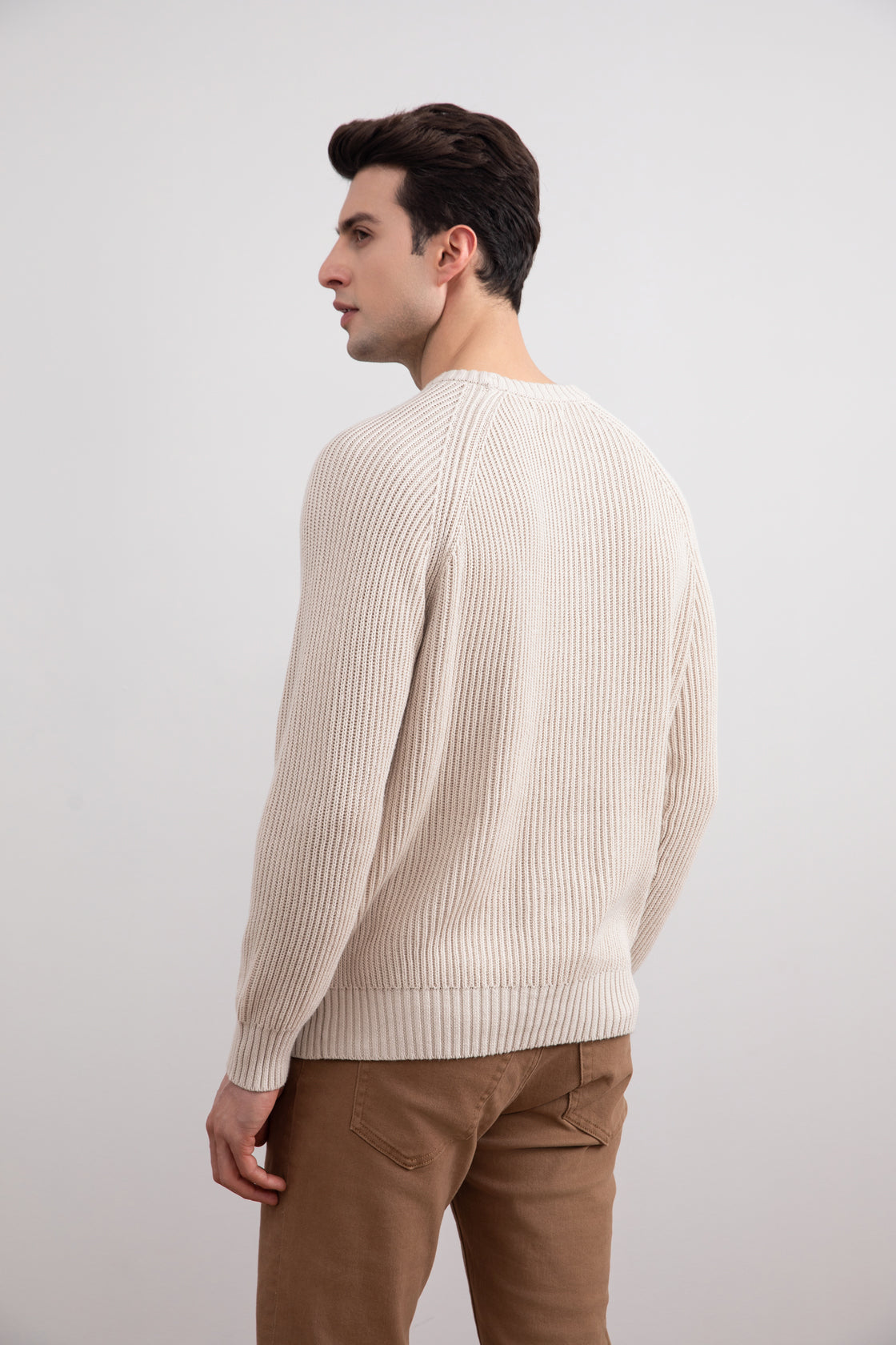 Beige English Rib Crewneck