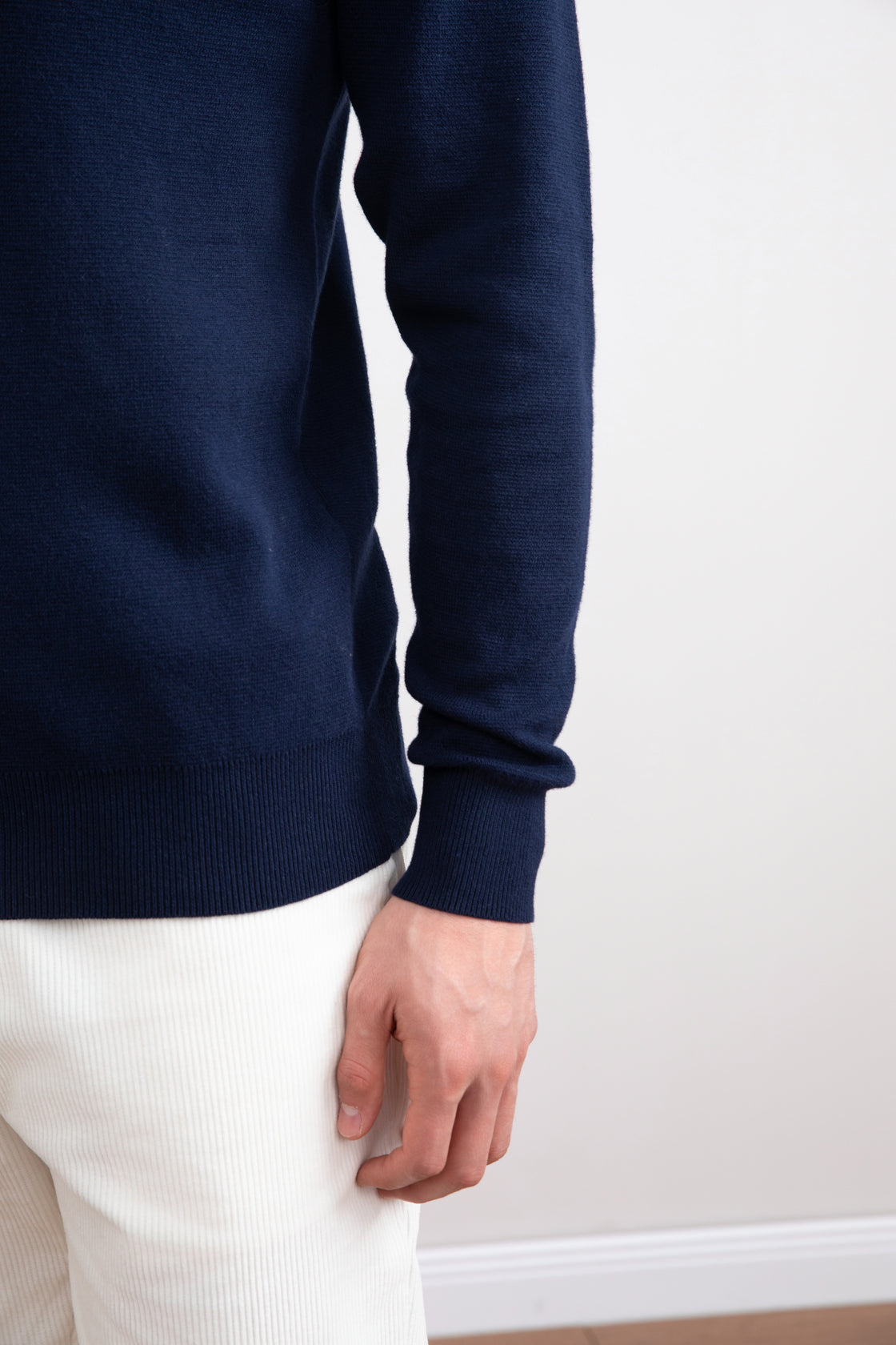 Blue Open Polo with long sleeves