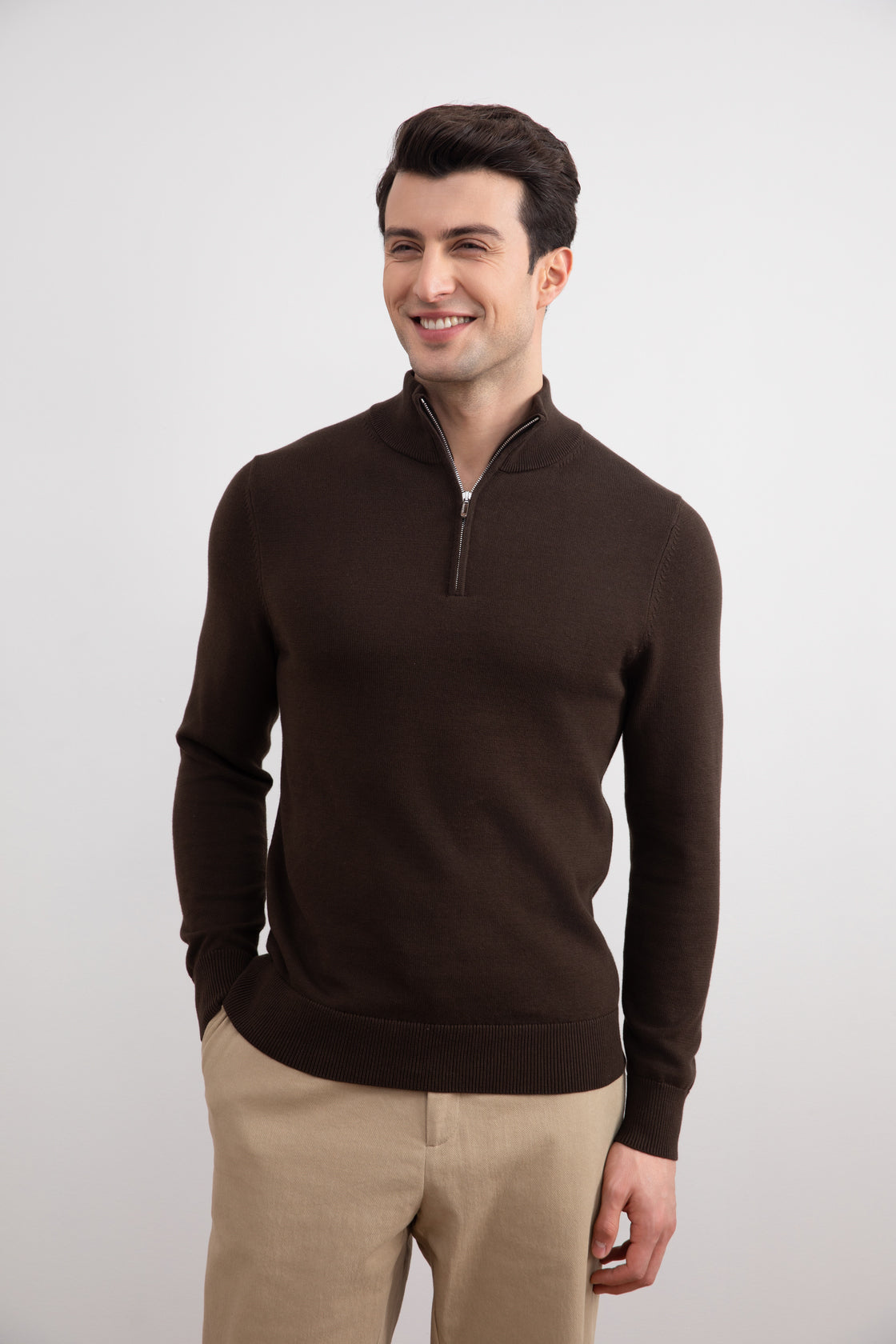 Brown Half-Zip Sweater
