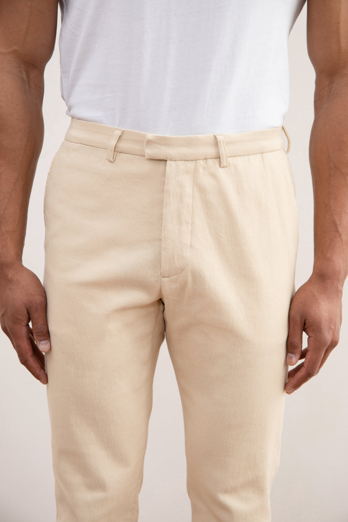 Beige Straight-Fit Winter Pants