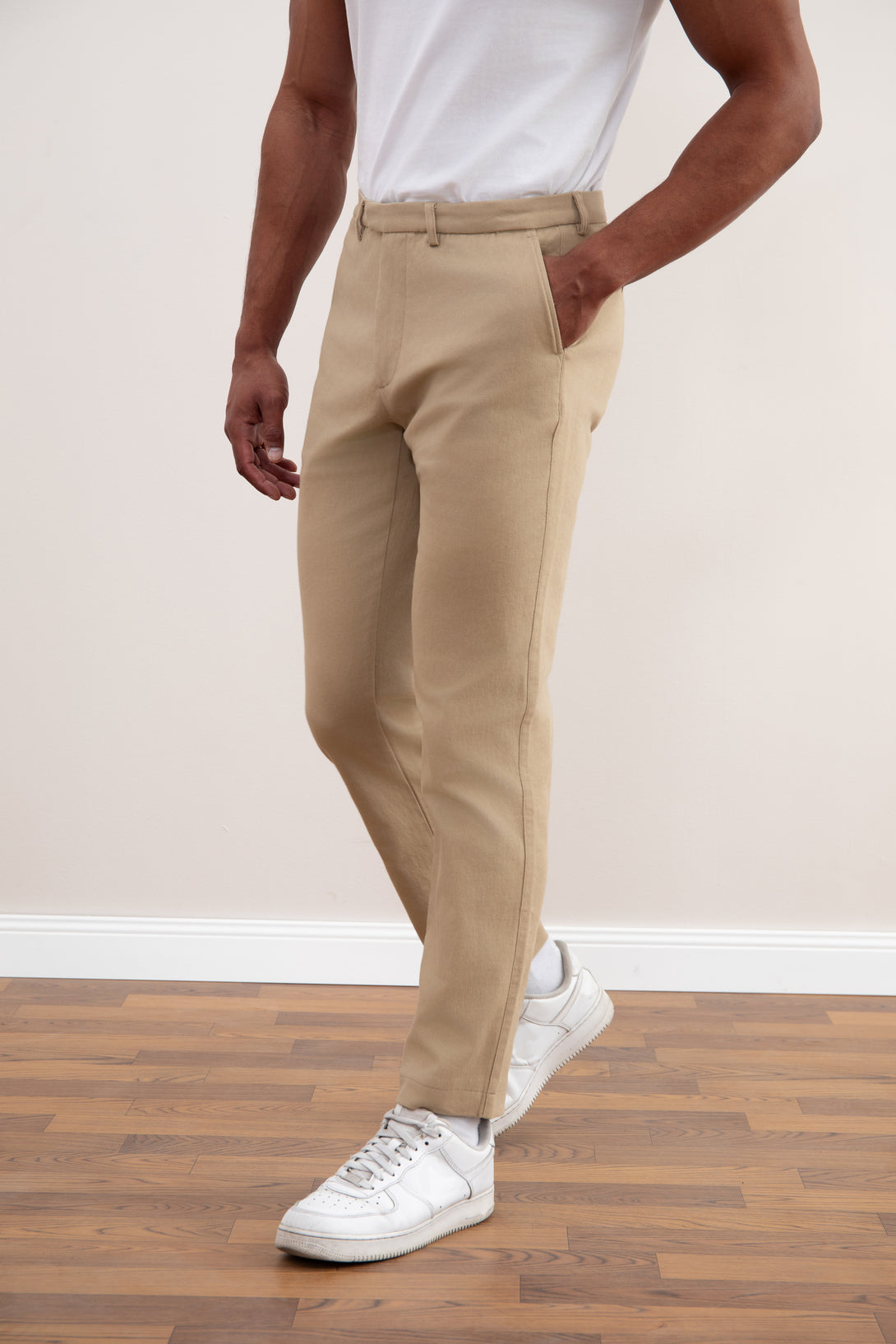 Tan Straight-Fit Winter Pants