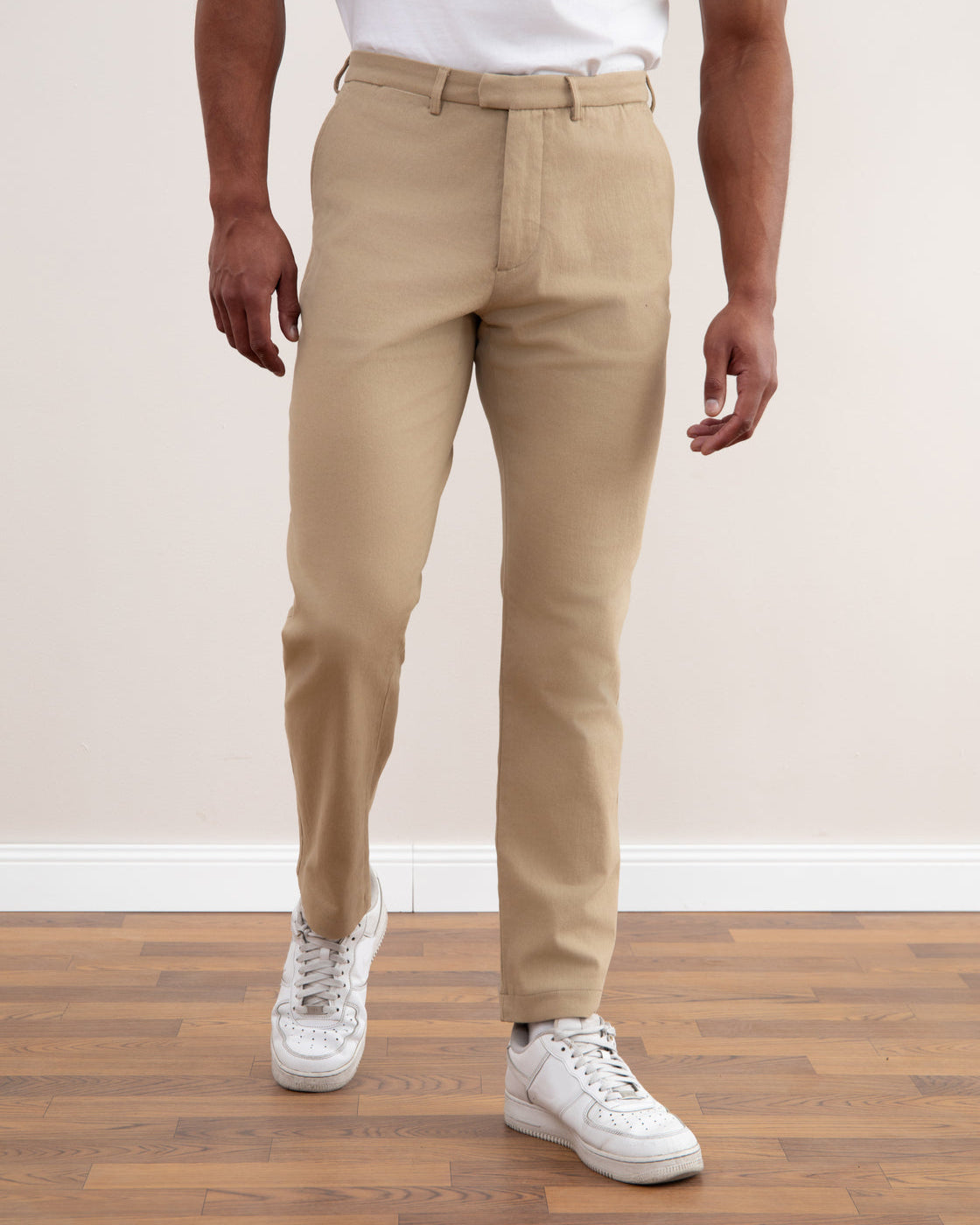 Tan Straight-Fit Winter Pants