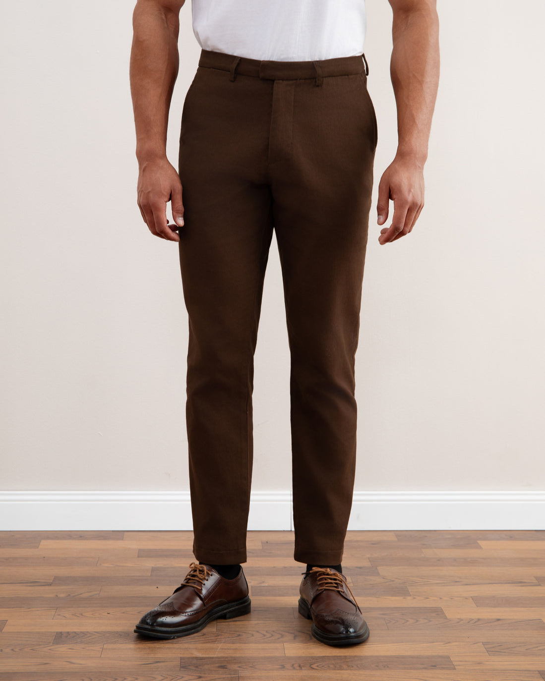 Dark Brown Straight-Fit Winter Pants