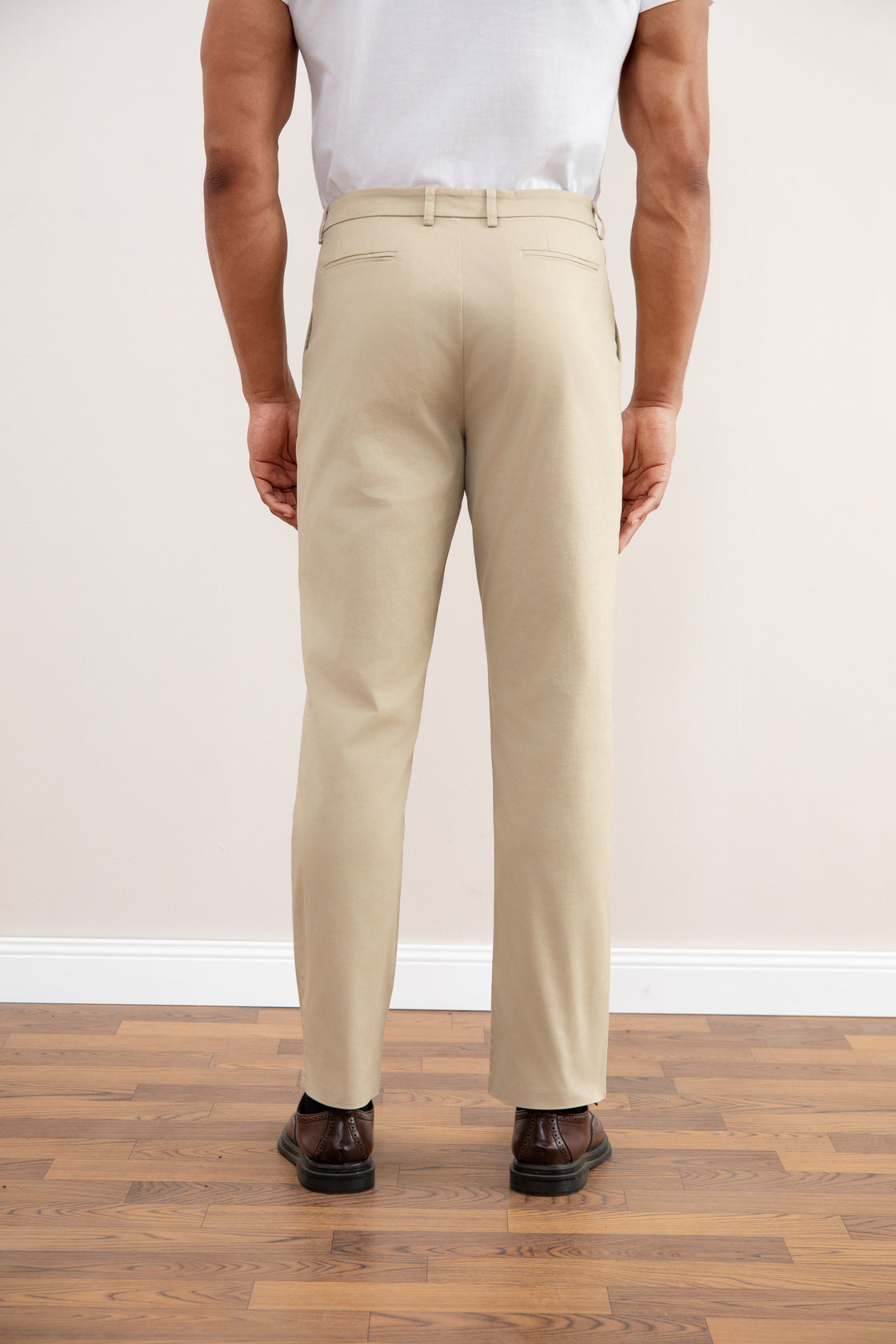 Beige Straight-Fit Chino