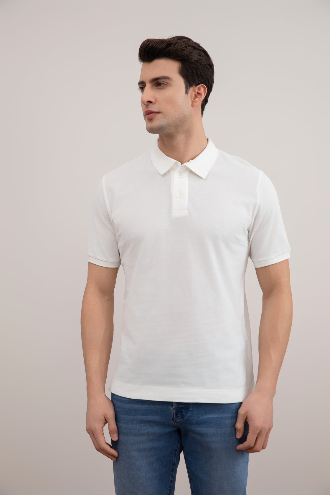 White Cotton-Piqué Polo Shirt