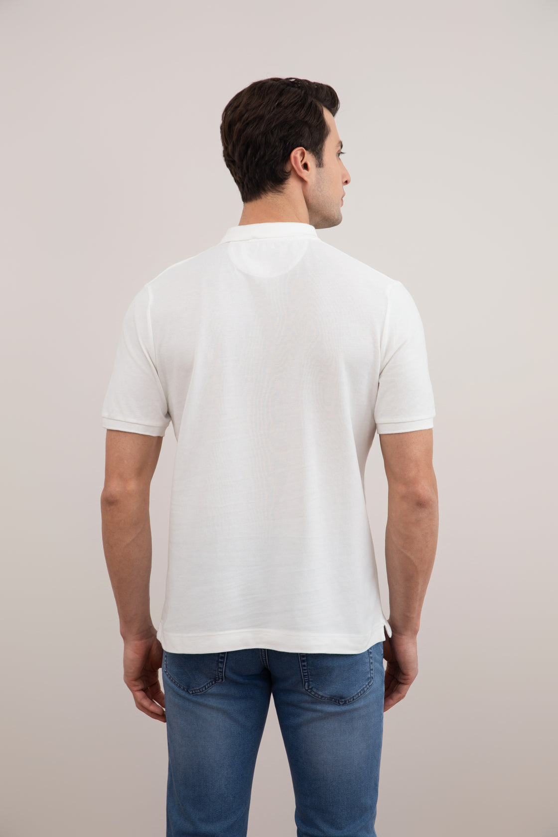 White Cotton-Piqué Polo Shirt