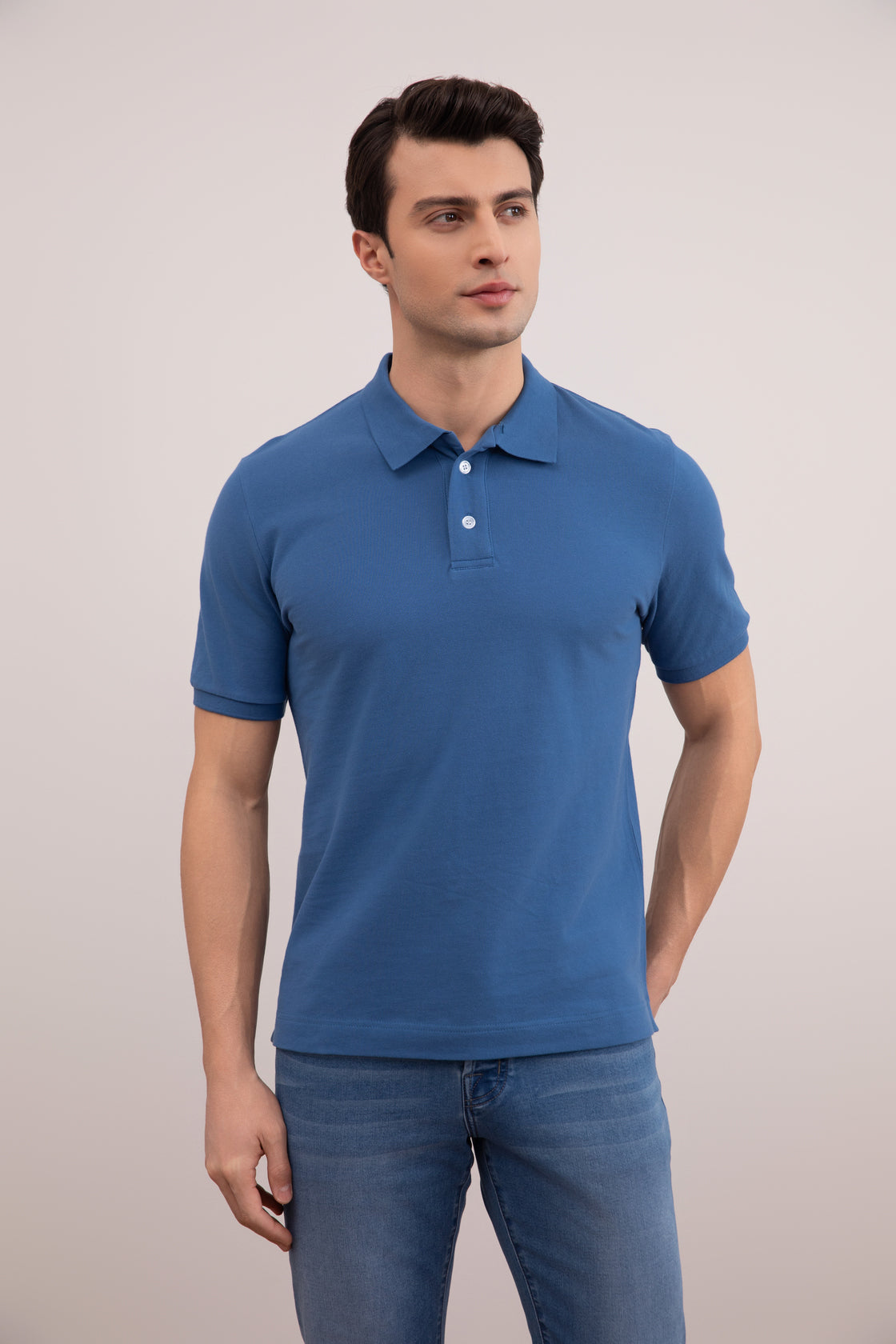 Blue Cotton-Piqué Polo Shirt
