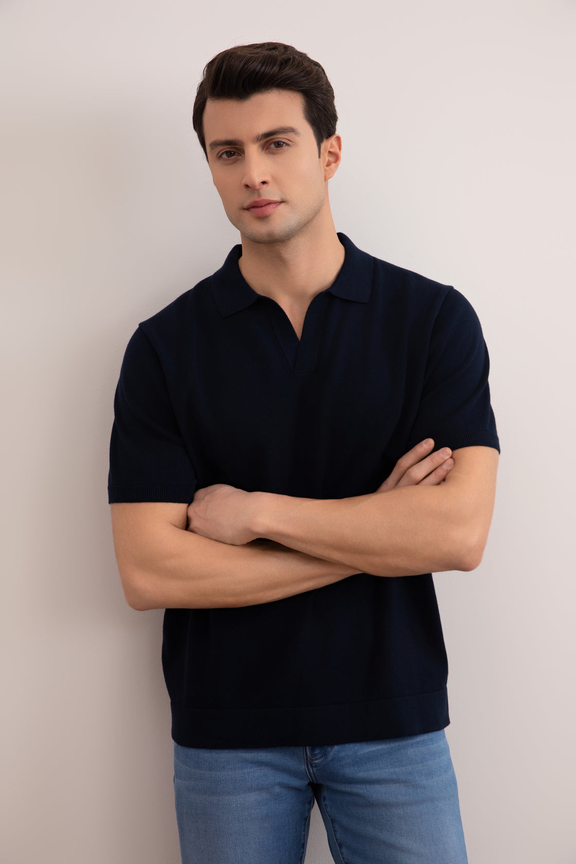Navy Open Polo T-shirt