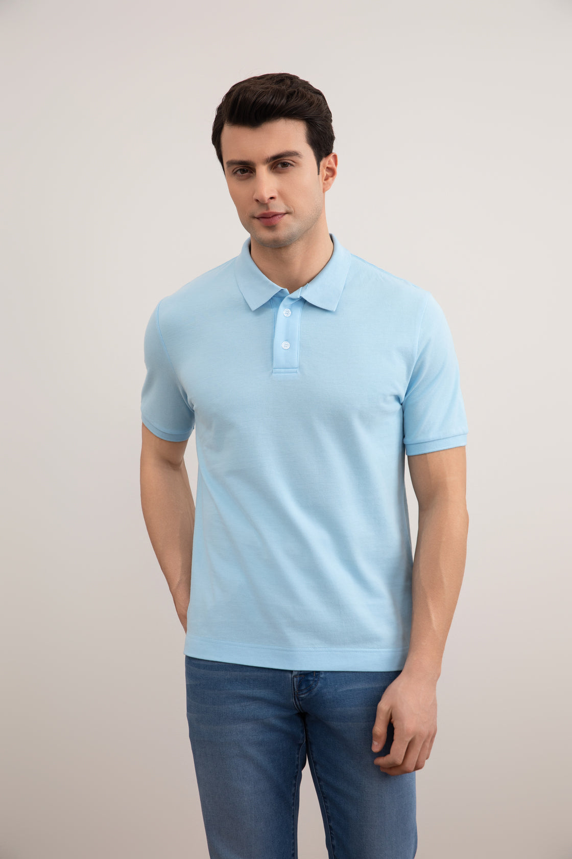 Ocean Blue Cotton-Piqué Polo Shirt