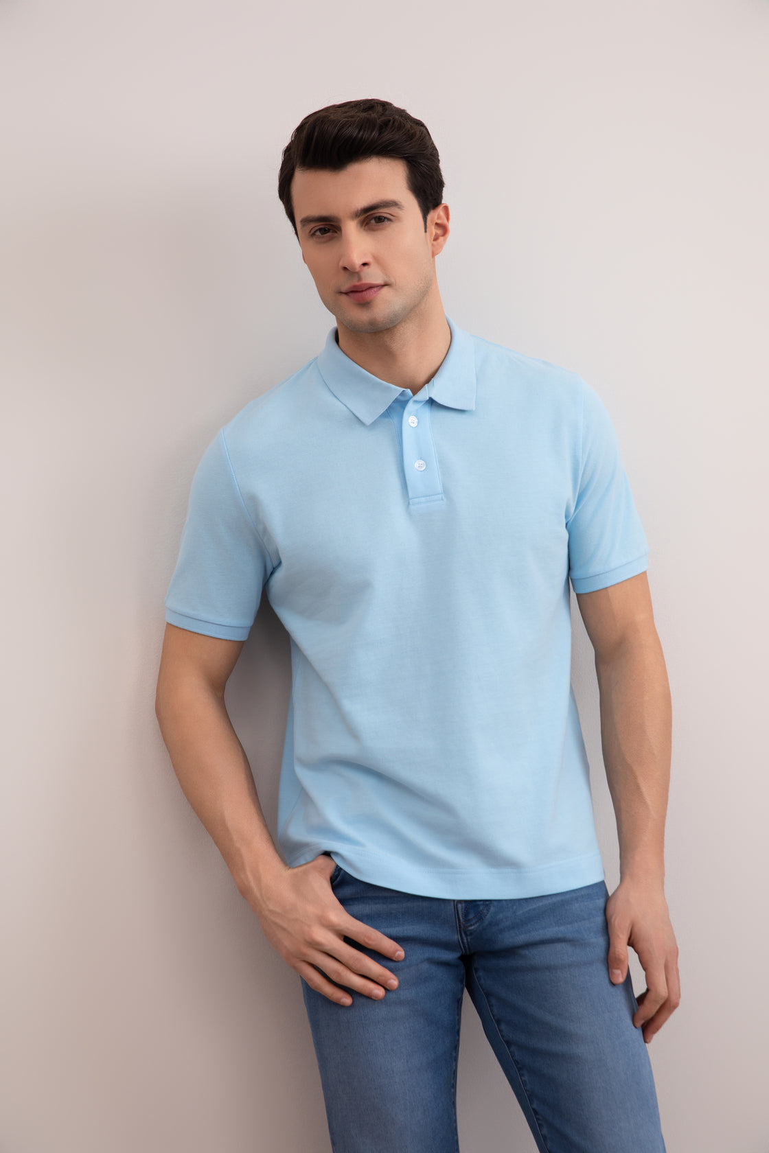 Ocean Blue Cotton-Piqué Polo Shirt