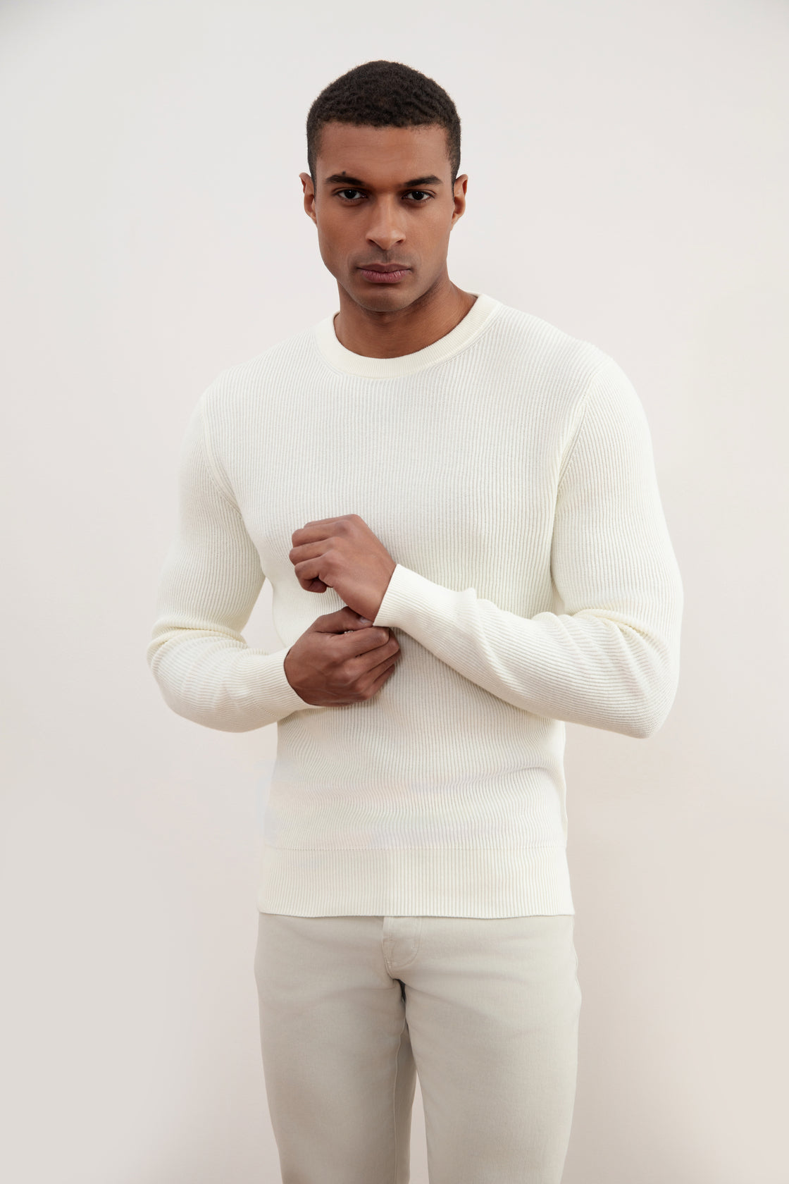 Off-White Crewneck Malfilé English Rib Sweater