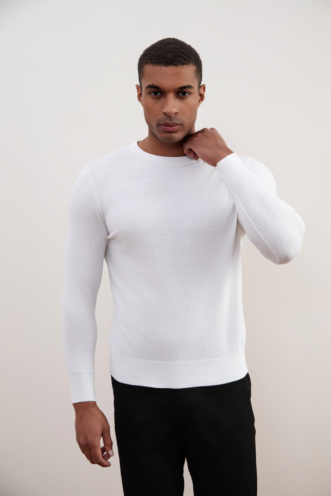 White Lightweight Crewneck Sweater