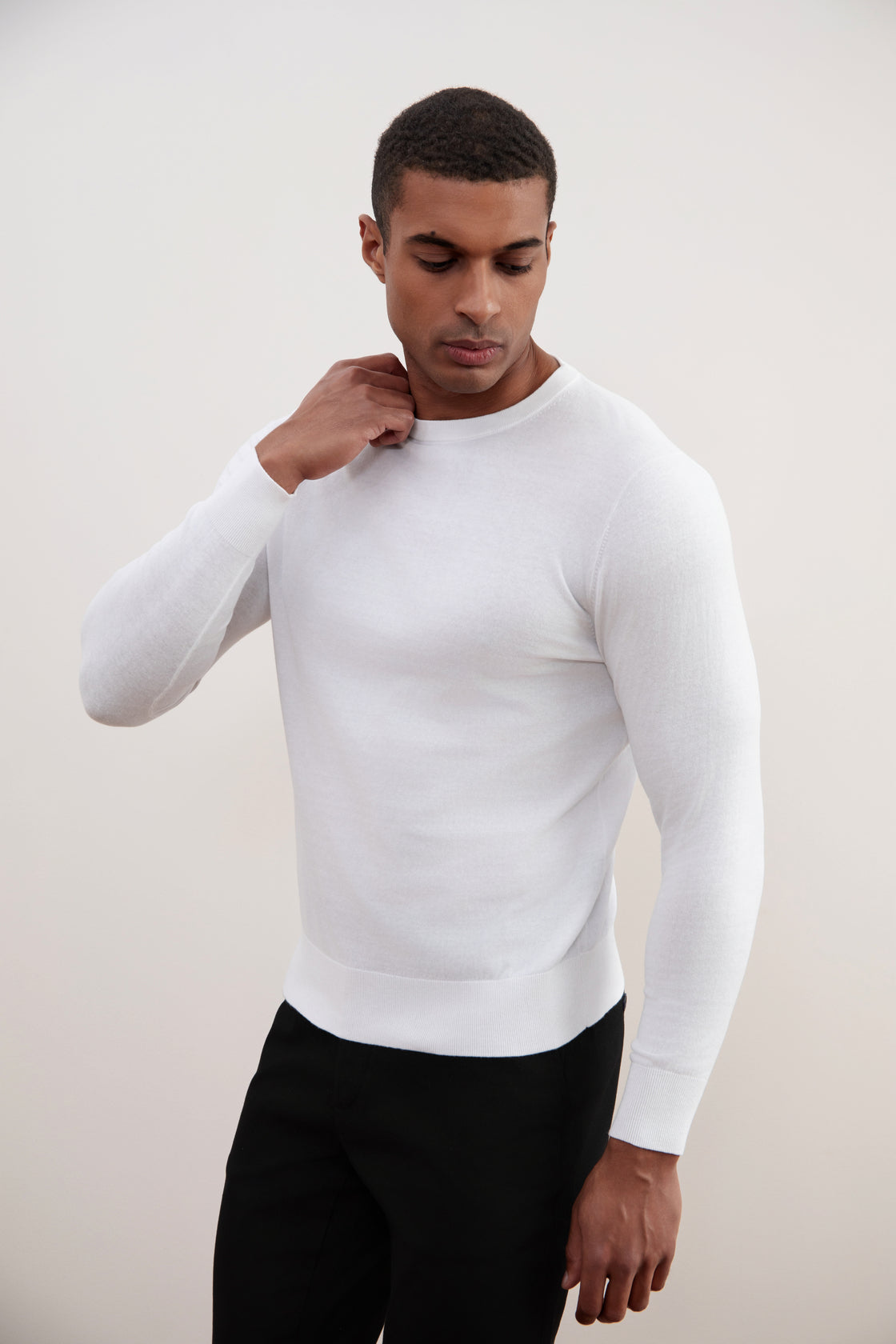 White Lightweight Crewneck Sweater
