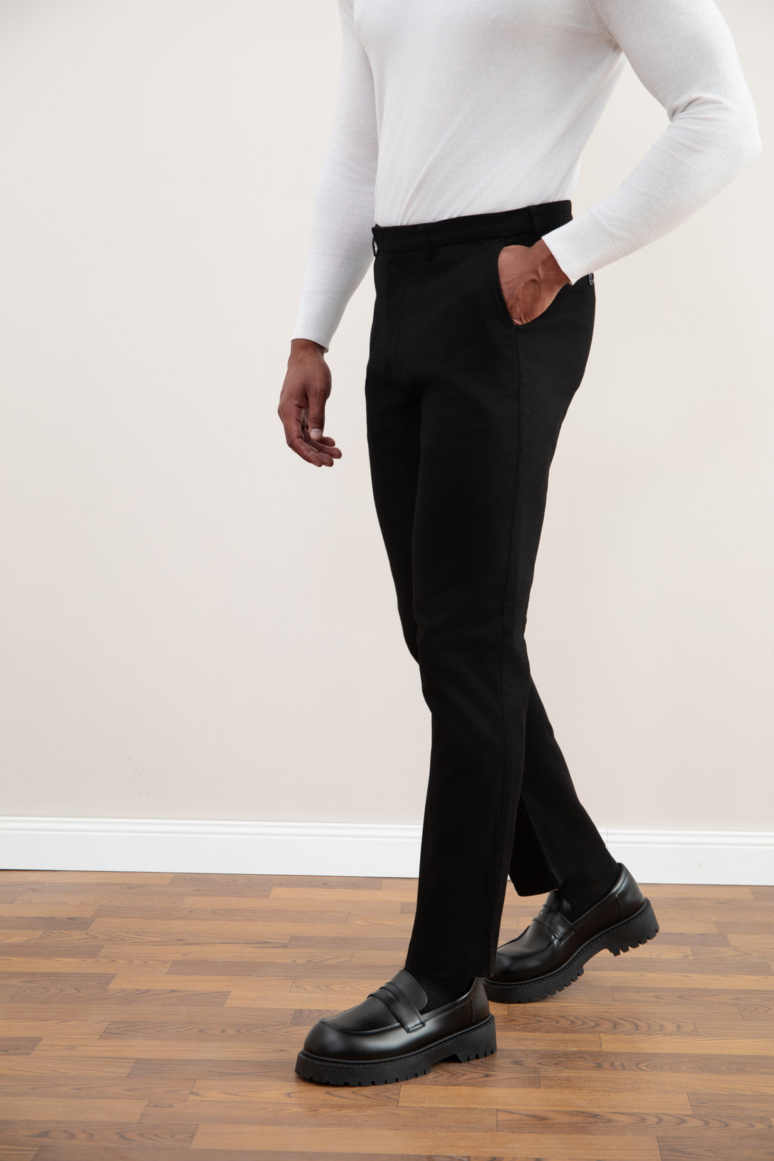 Black Straight-Fit Winter Pants