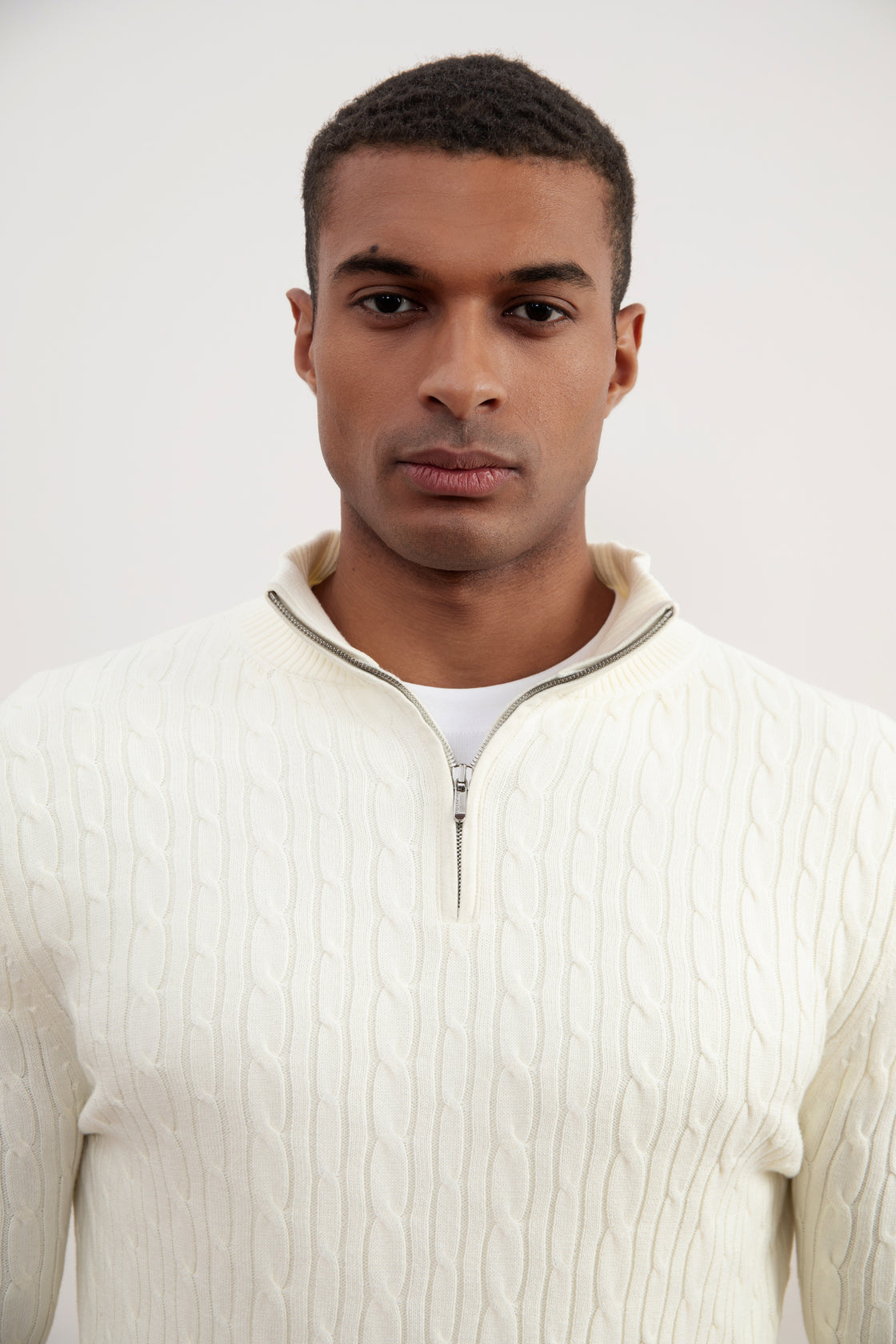 Off-White Cable Knit half-zip Sweater