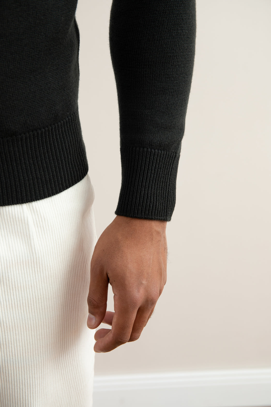 Dark Grey Merino Wool Half-Zip Sweater