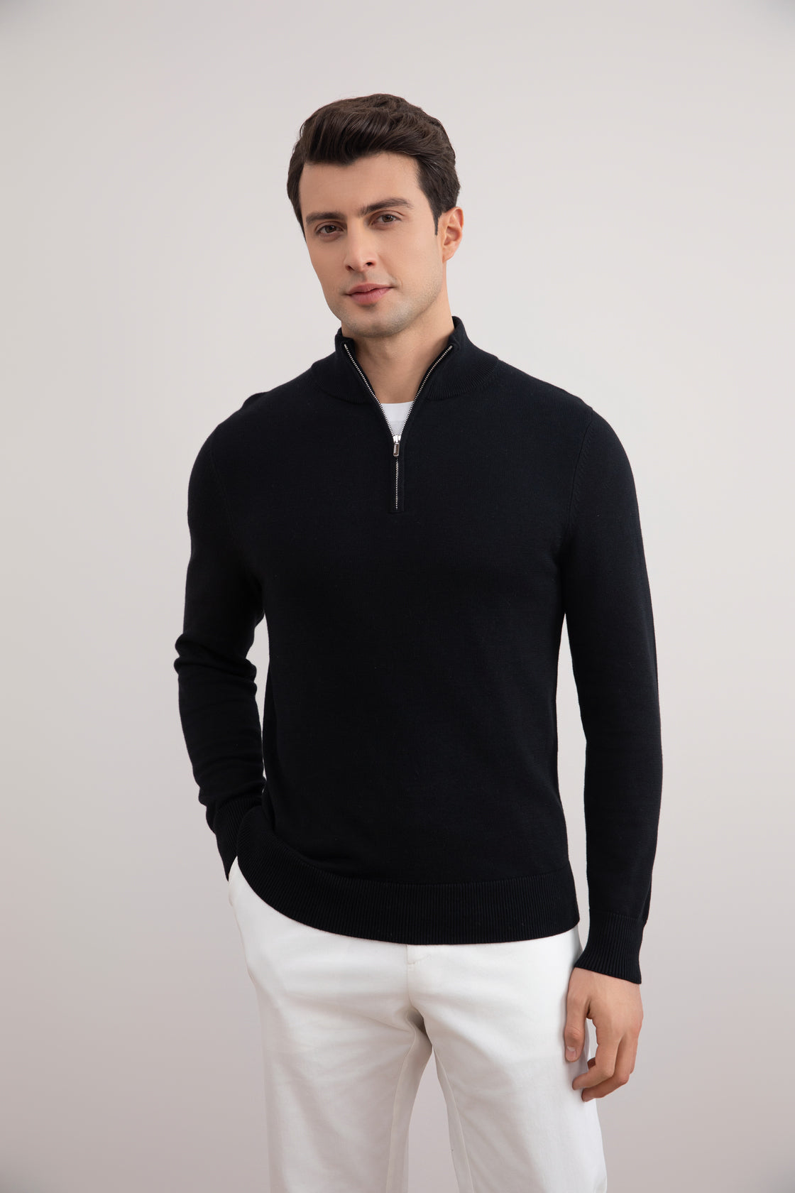 Black Half-Zip Sweater