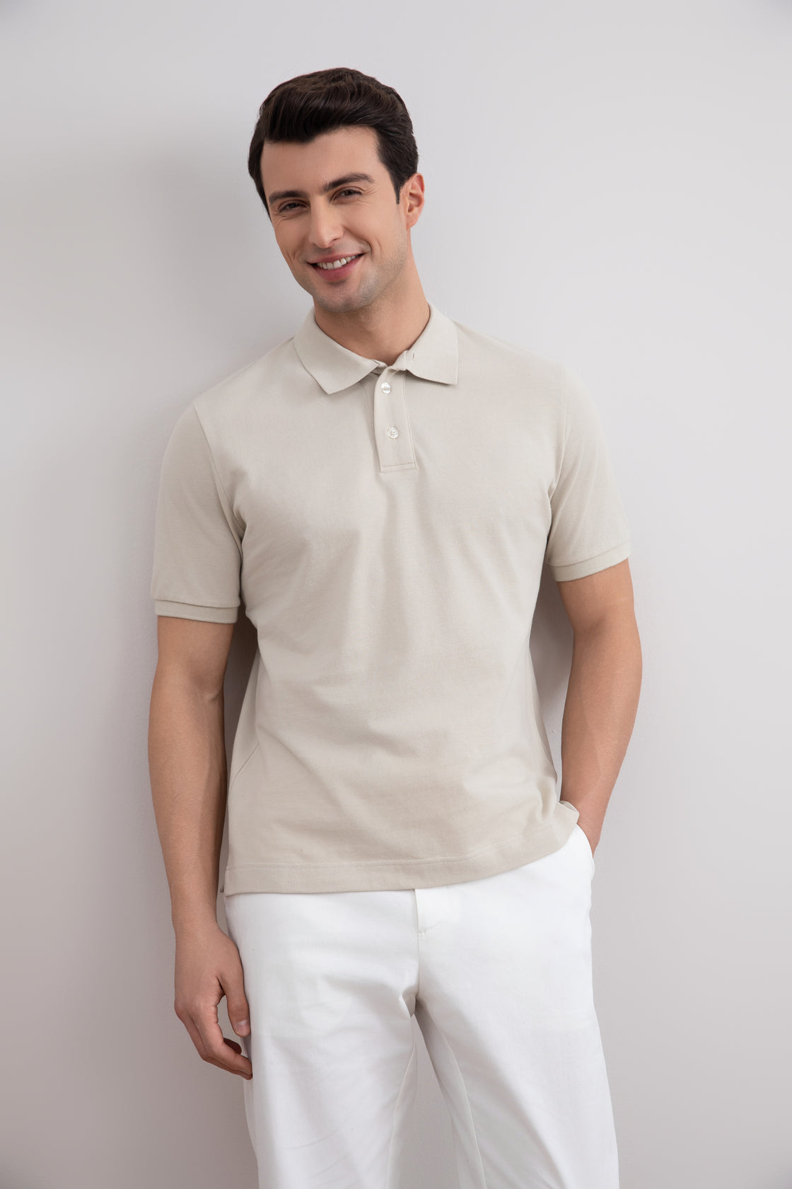 Beige Cotton-Piqué Polo Shirt