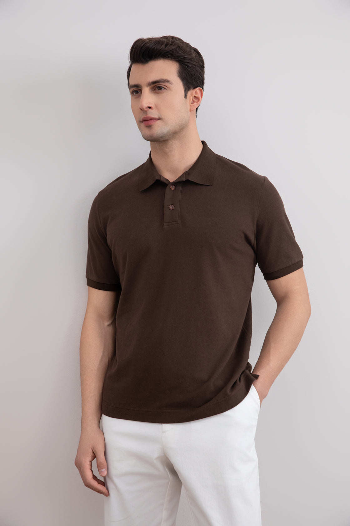 Brown Cotton-Piqué Polo Shirt