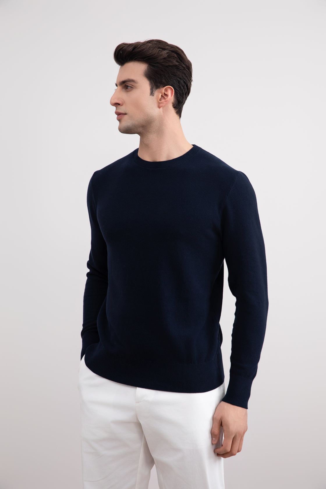 Pull col rond bleu marine 18 mm
