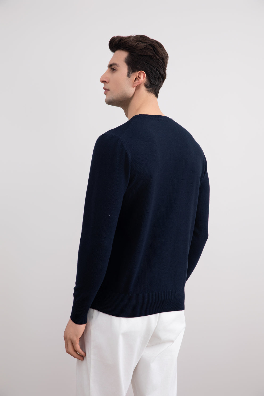 Pull col rond bleu marine 18 mm