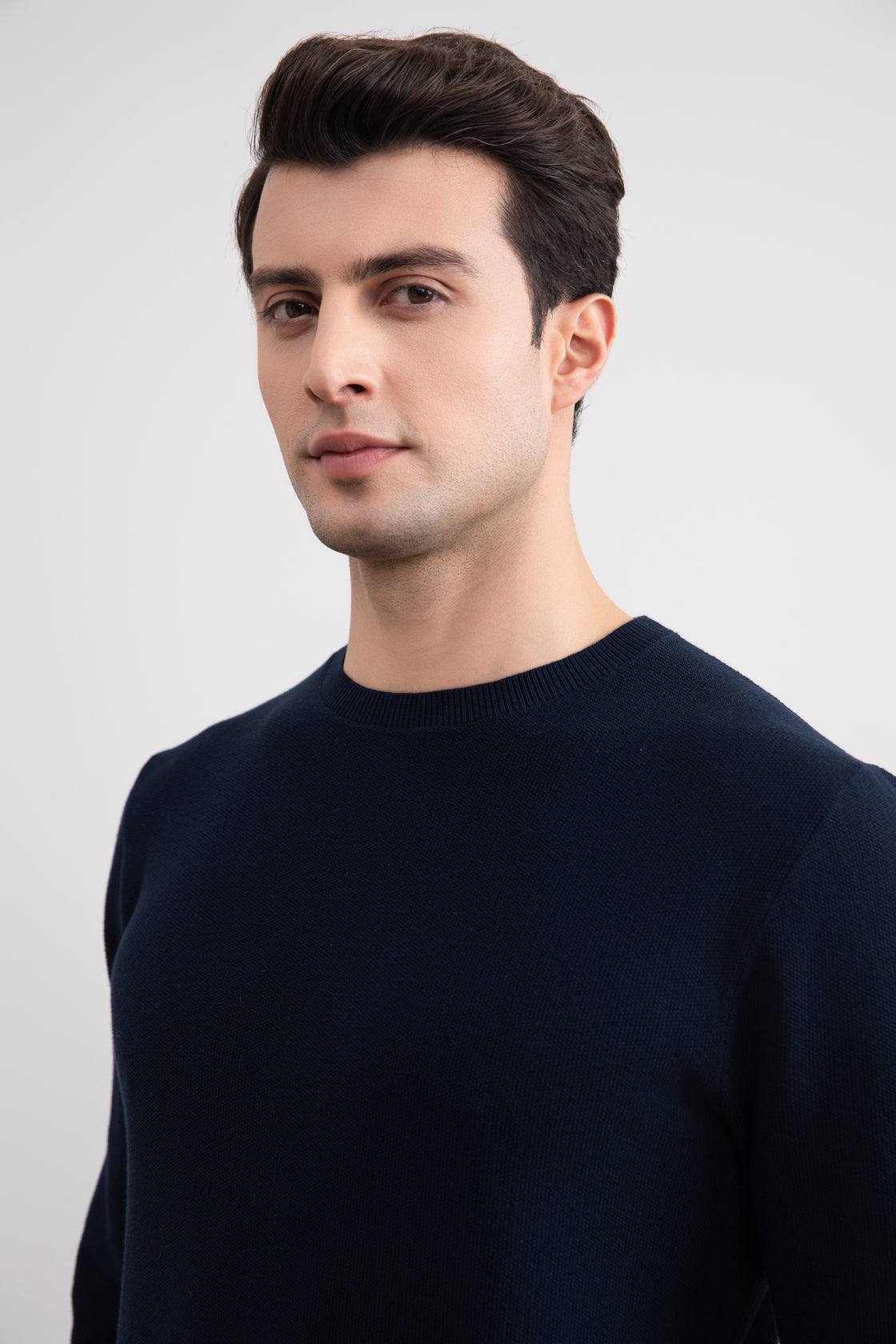 Pull col rond bleu marine 18 mm