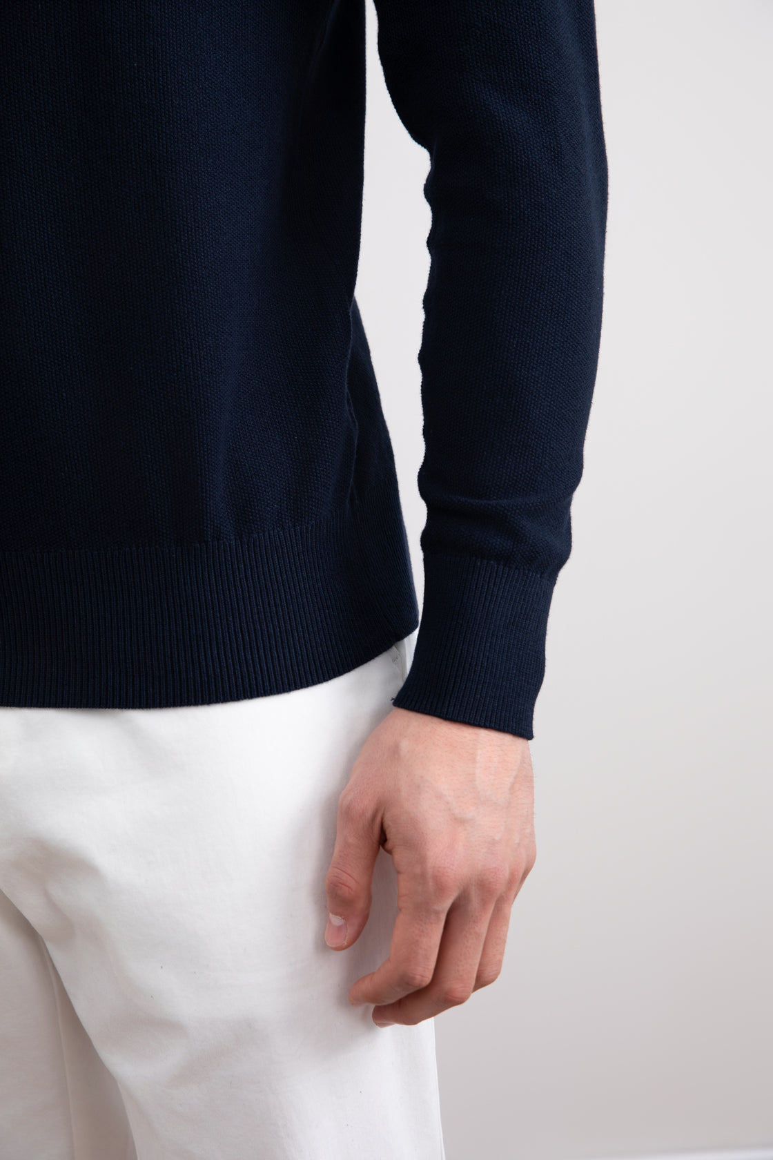 Pull col rond bleu marine 18 mm