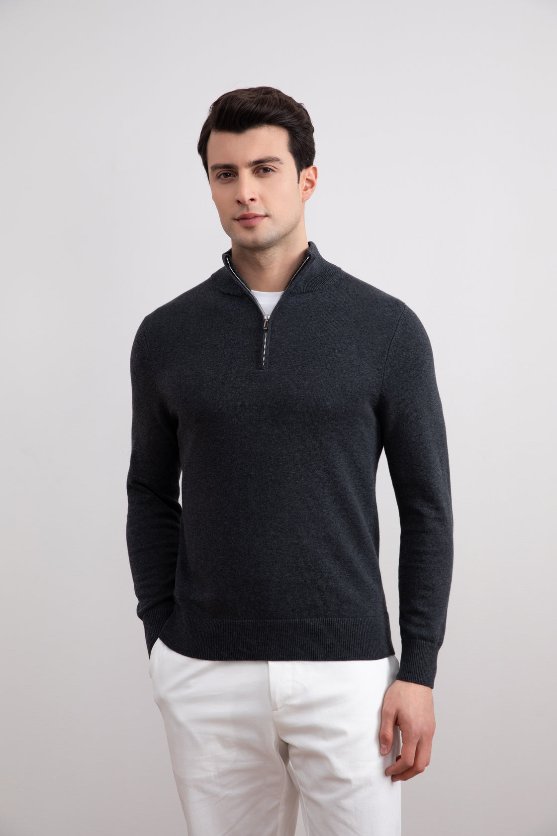 Charcoal Half-Zip Sweater