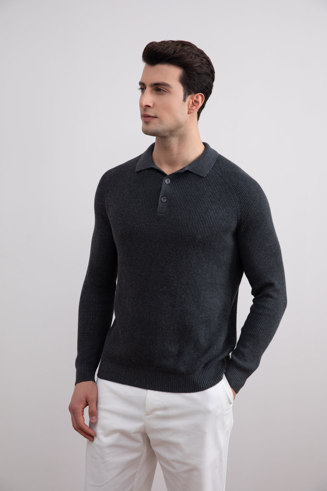 Polo côtelé anglais anthracite