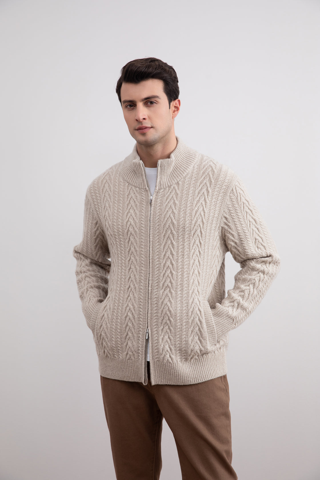 Soft Virgin Wool Cable knit cardigan