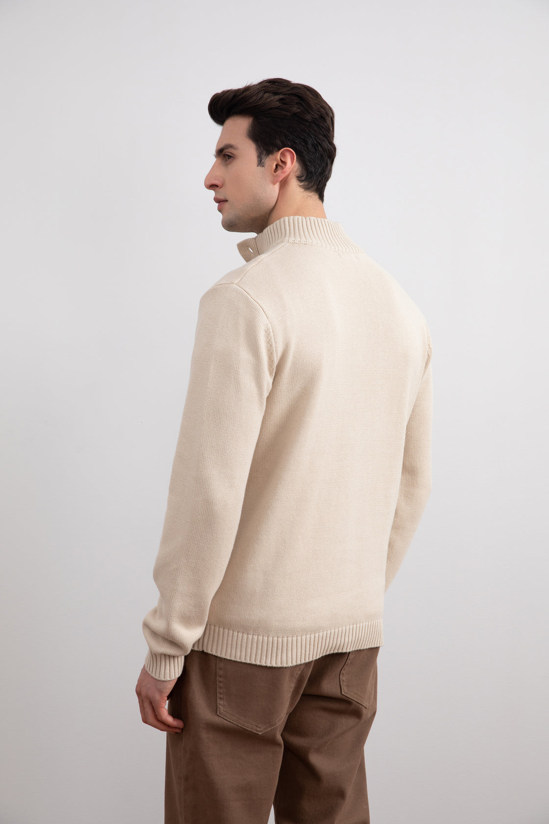 Beige Winter Button Sweater