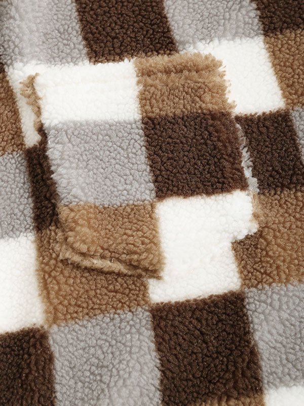 HARROWCLIFF — Plaid Luxe Faux Fur Jacket