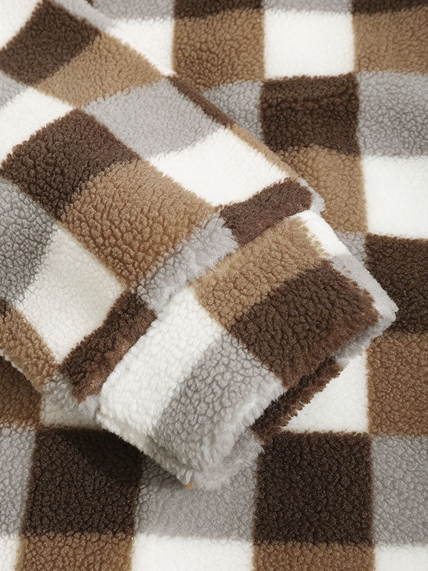 HARROWCLIFF — Plaid Luxe Faux Fur Jacket