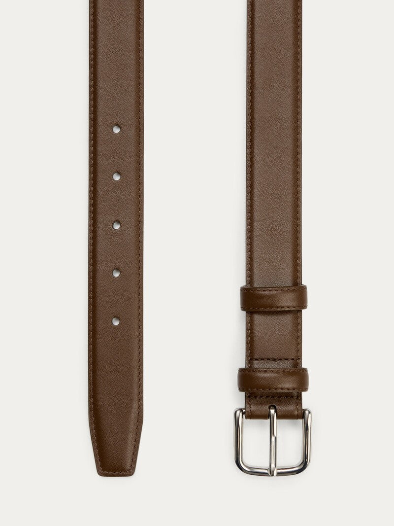 Silver trouser belt - chocolate