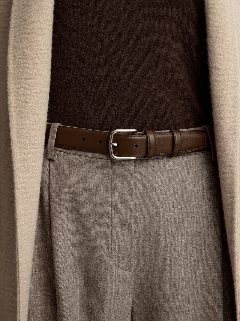 Silver trouser belt - chocolate