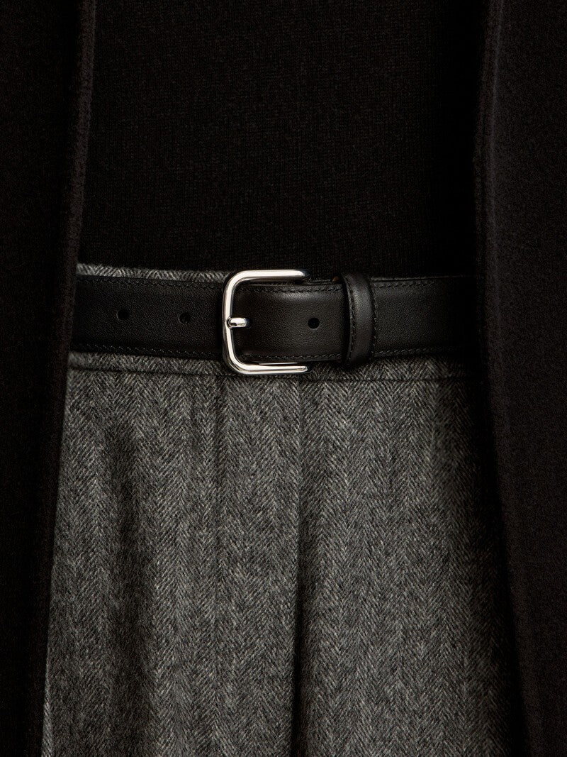 Silver trouser belt - black