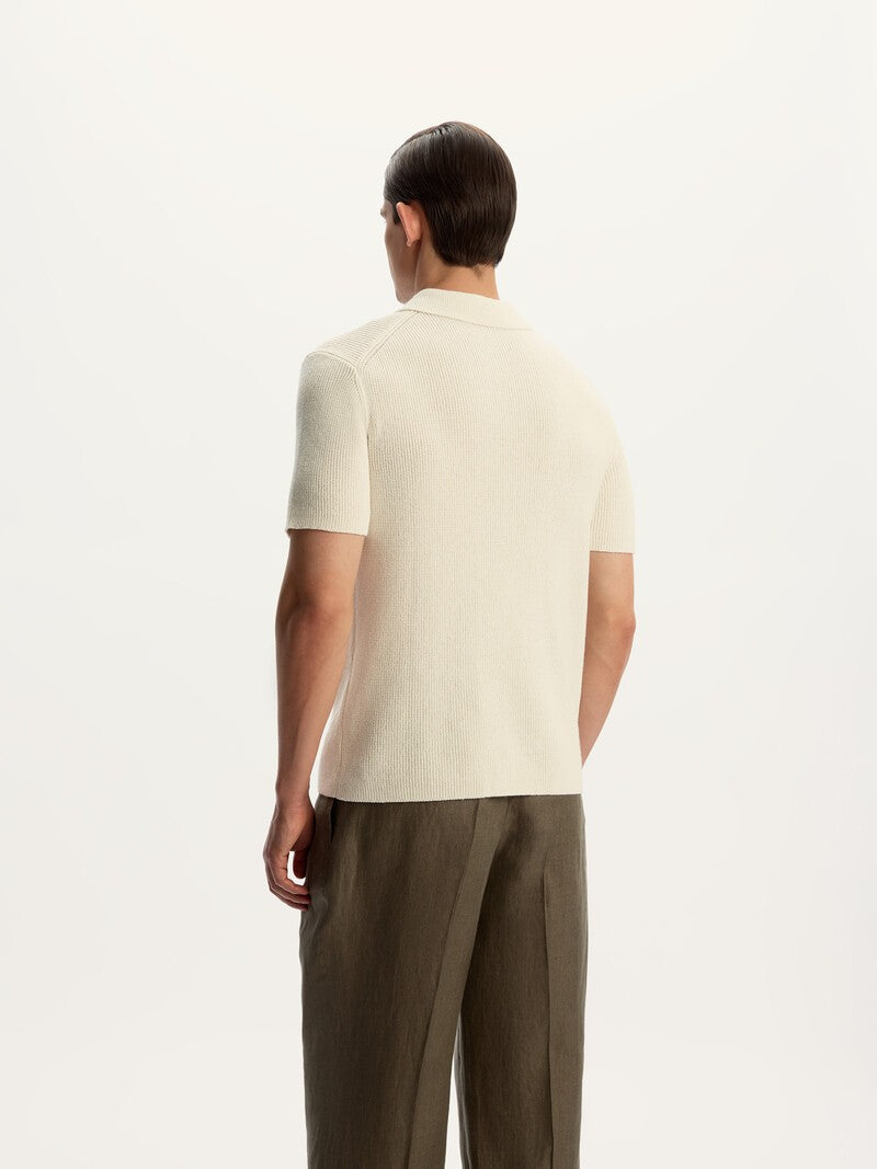 Cotton and linen polo shirt Milk