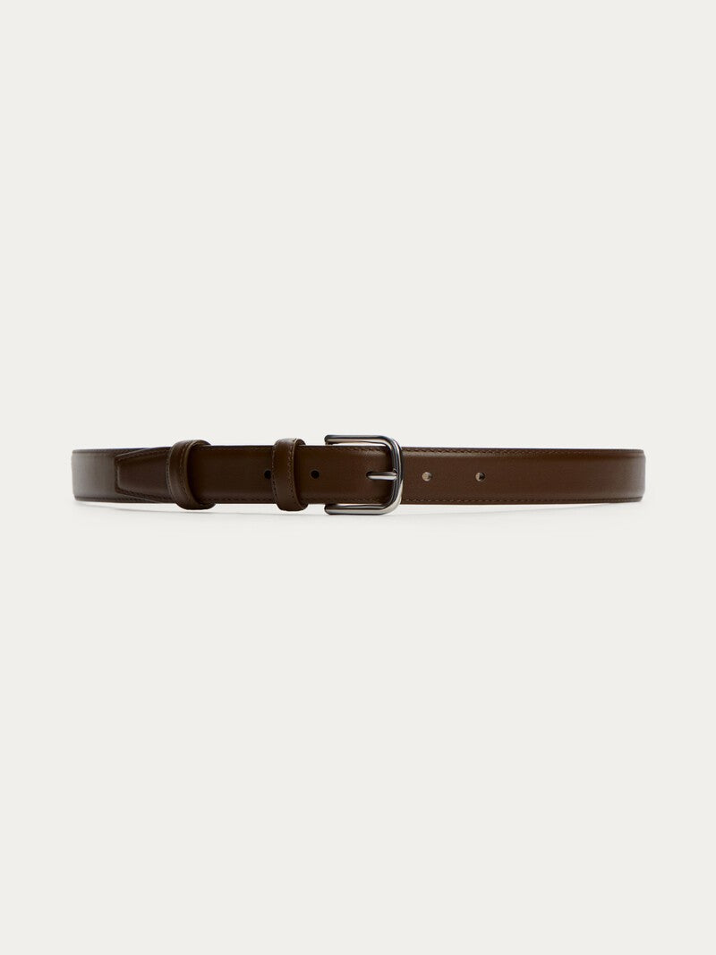 Silver trouser belt - chocolate