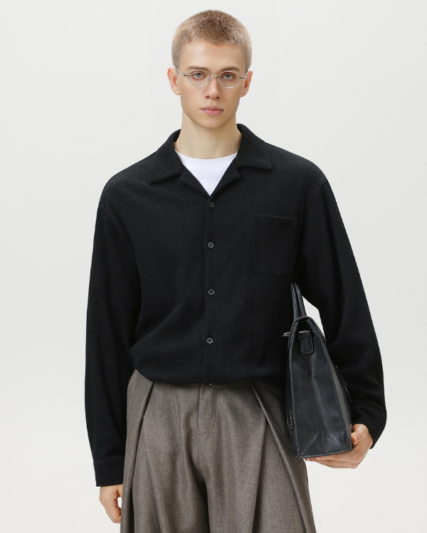 Textured Button-Up Overshirt