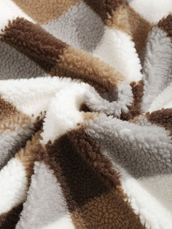 HARROWCLIFF — Plaid Luxe Faux Fur Jacket