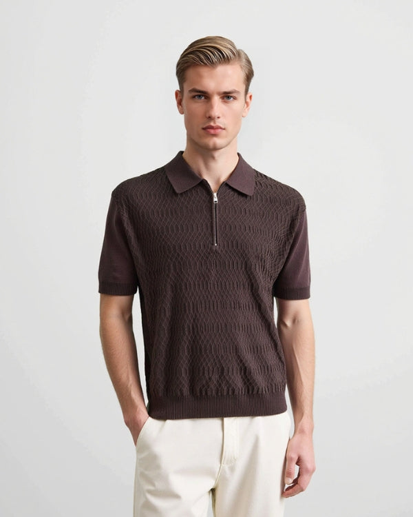 Textured Zip Polo Knit