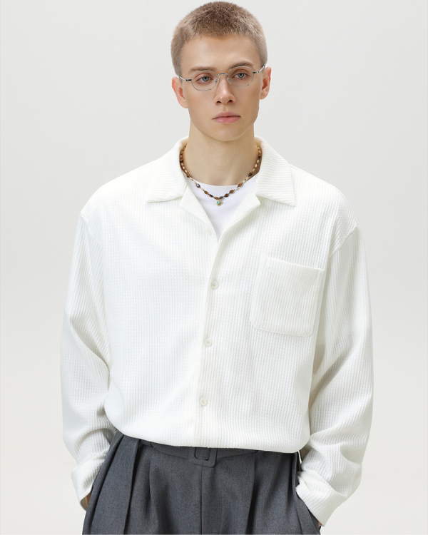 Textured Button-Up Overshirt