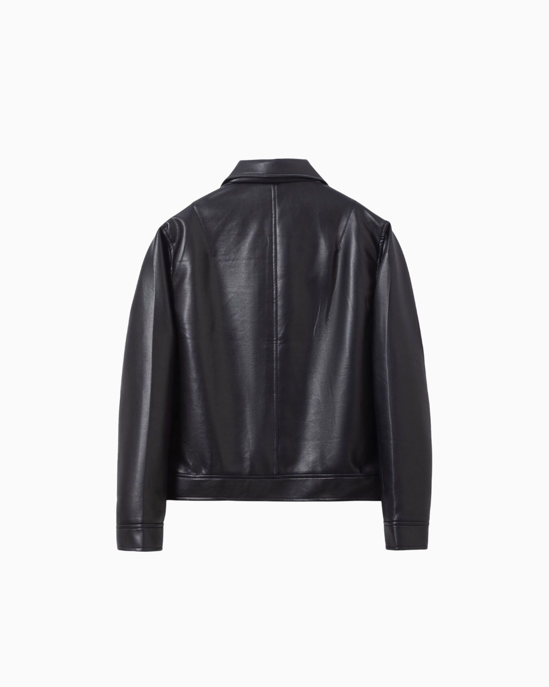 Veste classique en cuir noir zippée