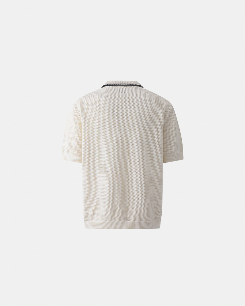 Contrast Trim Textured Knit Shirt