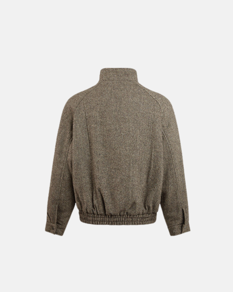 High‑Neck Wool Zip Jacket