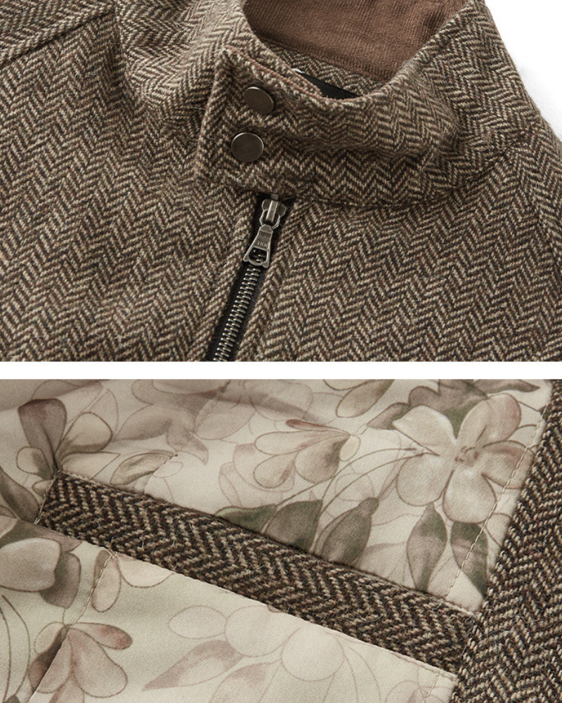 High‑Neck Wool Zip Jacket