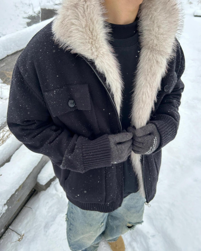Veste utilitaire à col en fausse fourrure